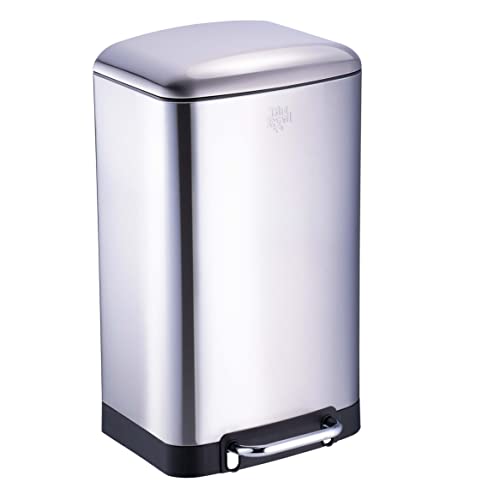 Dirt Devil Pattumiera A Pedale Da 30 L, Con Chiusura Ammortizzata, In Acciaio Inox, Secchio Interno Rimovibile, 34,5 X 32,5 X 61,5 Cm, Colore Argento