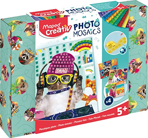 Maped Creativ Creativo E Fai Da Te Con Foto Di Mosaics, Con Piastrine Colorate Autoadesive, Illustrazione Con Vere Immagini Di Animali, Etilene Acetat