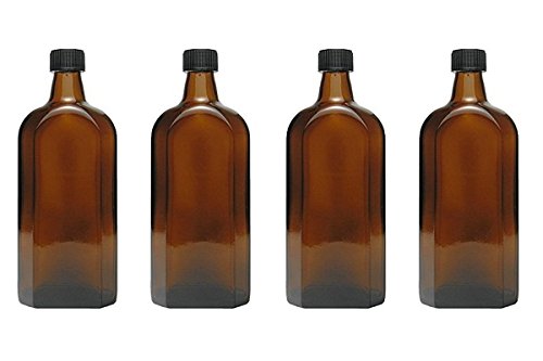 Mikken – 4 Bottiglie Mediche In Vetro Marrone Da Farmacista Con Etichette Da 500 Ml