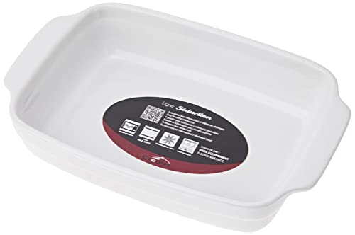 Crealys 512726 - Teglia Rettangolare Con Manici In Ceramica, 25 X 15 X 5 Cm, Colore Bianco
