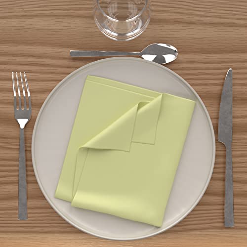 Soleil D'Ocre Set Di 3 Tovaglioli Alix, Verde Limone, 40 X 40 Cm