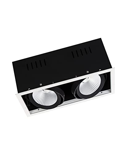 Ledvance Faretto Da Incasso Spot Multi, 2X30 W, Luce Calda, 3000 K, Fl Bianco/Nero