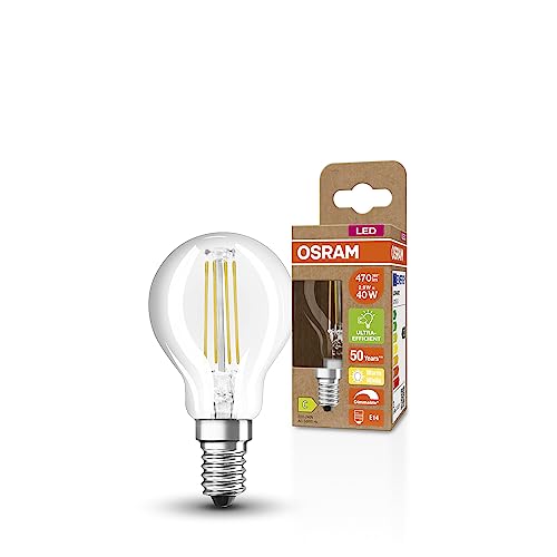 Osram Lampada Led Superstar+ Classic P Fil 40, E14, Sfera, 2.9W, 470Lm, 2700K, Luce Bianca Calda, Dimmerabile, Filamento Led, Basso Consumo Energetico