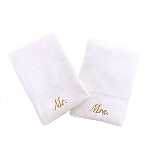 Linum Home Textiles Personalized Filo Dorato Asciugamano Ricamato, White/Gold, Taglia Unica