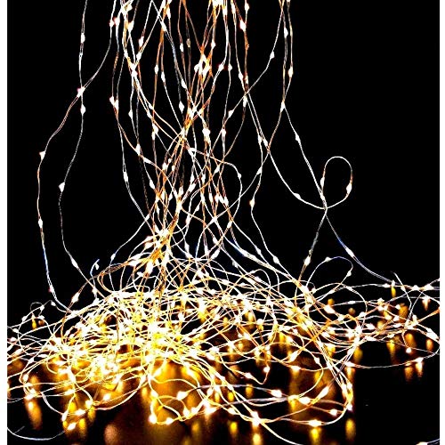 Iluminación De Diseño Illuminazione Di Design Tenda A Led Effetto Cascata Con 20 Fili Luminosi, Luce Bianca Calda, Lunghezza 2 Metri