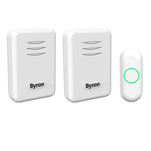 Byron Dby-22314 - Kit Di 2 Campanelli 16 Melodie E 150 M (Campo Libero) Di Portata Senza Fili, Alimentazione A Batteria E 1 Campanello Su Presa, Color