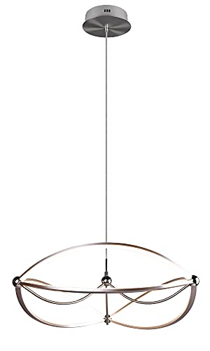 Trio Leuchten Charivari 321210107 - Lampadario A Sospensione A Led, In Metallo Nichelato Opaco, Con Led Da 42 Watt, Interruttore Dimmer