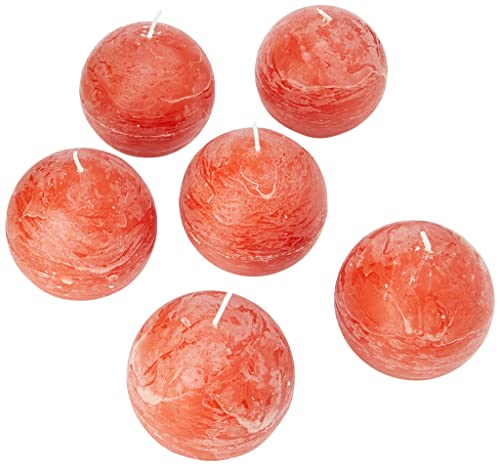 Spaas - 6 Candele A Sfera Rustiche Non Profumate, 80 Mm, ± 24 Ore Di Zenzero, Cera Paraffina, D X H