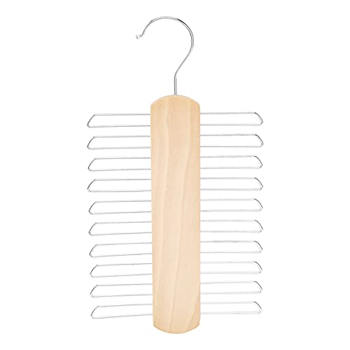 Amazon Basics, Gancio Con 20 Barre Porta Cravatte E Cinture In Legno, Naturale, Confezione Da 2