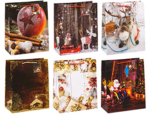Tsi 87311 - Sacchetti Regalo Per Natale, Serie 11, Confezione Da 12, Dimensioni Grandi (Altezza X Larghezza X Profondità) 32 X 26 X 13,5 Cm