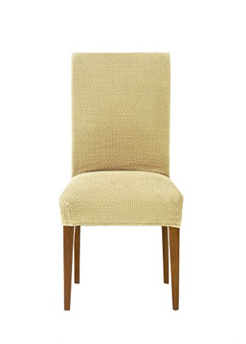 Eysa Italia Cora Coprisedia Bielastico Con Schienale, Poliestere-Cotone, Beige, 32X21X5 Cm, 2 Unità