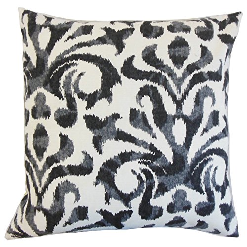 The Pillow Collection Coretta Ikat Cuscino, Nero