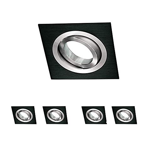 Wonderlamp Clasic W-E0, Faretto A Incasso Quadrato, Nero, 5 Unità
