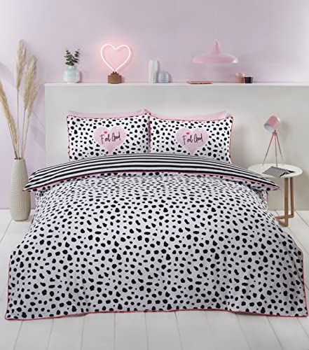 Rapport Set Copripiumino Dalmation, Cotone Policotone Poliestere, Nero, Doppio