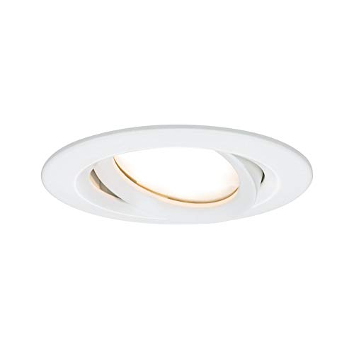 Paulmann Coin Schwenkbar Dimmbar 93681 Lampada Da Incasso Led Nova Plus Tonda Orientabile Incl. 1X6,8W Ip65 Dimmerabile Bianco Opaco Spot Alluminio 27
