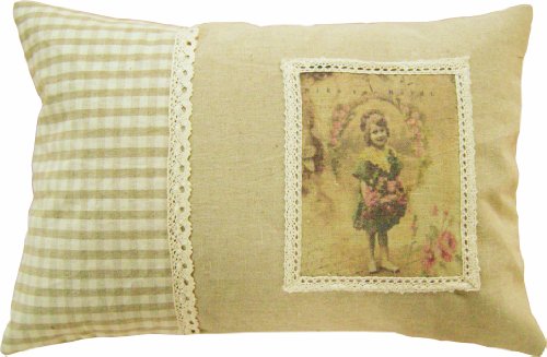 My Flair 24.26Ra - Cuscino Imbottito, 50% Cotone E 50% Poliestere, Lavabile A Mano, Misure: 30 X 45 X 14 Cm, Colore: Beige Con Motivo Nero/Grigio