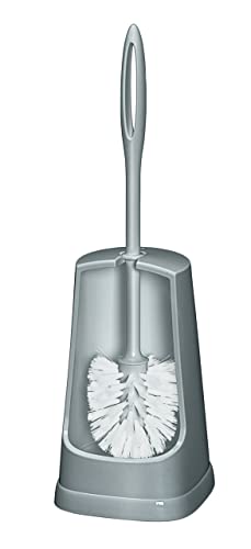 Wenko Portascopino Per Wc Simple Grigio - Portascopino Wc, Plastica, 12.5 X 40 X 12.5 Cm, Grigio