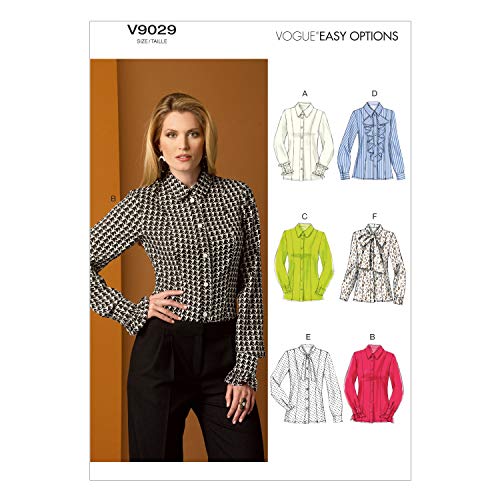 Vogue Patterns Vogue Pattern 9029 Cartamodello Per Camicette Da Donna, Taglie 48-50-52-54, Crepe, Multicolore, F5 (16-18-20-22-24)