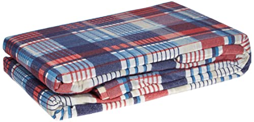 Luxury Home Linens Set Copripiumino Angus E 2 Federe Per Letto Matrimoniale In Flanella, Motivo A Quadri, Rosso/Bianco/Blu Marino.