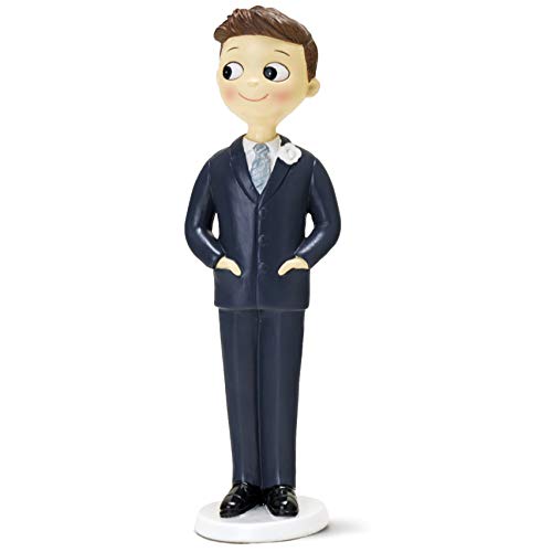 Mopec Statuetta Torta Sposo Mani Nelle Tasche Blu, 21 Cm