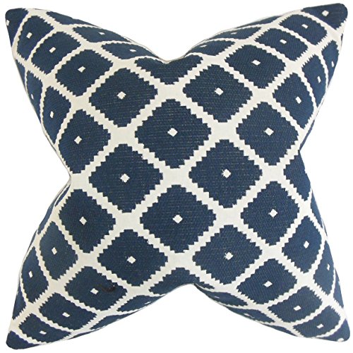 The Pillow Collection Fallon Geometrico Cuscino Blu
