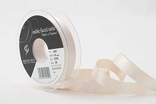 Berisfords Nastro In Raso Double Face, Perla, 15 Mm