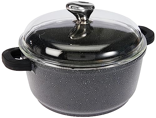 Pradel Excellence 52399M Pentola Tipo Pietra Con Coperchio In Vetro/Ghisa Alluminio Nero 24 X 19 Cm