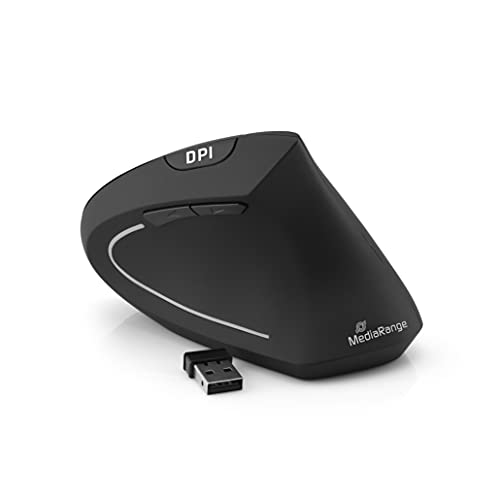 Mediarange 813098 Mrs232 - Mouse Ergonomico Per Radio, 6 Pulsanti, Destro/Nero/Wireless