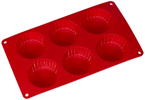 Crealys 512283 - Stampo 6 Tortine In Silicone Candy, 29 X 17 X 2 Cm, Colore: Rosso