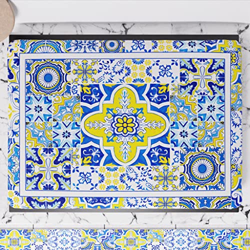 Petti Artigiani Italiani - Coprifornello, Coprifornello Cucina, Coprifuochi Cucina In Stampa Digitale Vietri Blu, 100% Made In Italy