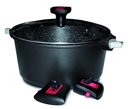 Baumalu 383605 Pentola Con Coperchio Granito Pro, Alluminio Forgiato, Nero, 24 Cm