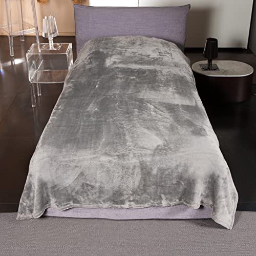 Kanguru Fluffi Coperta In Microfibra Per Letto Singolo Effetto Pelliccia Grigio 130X230 Cm