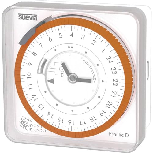 Suevia 1925316 Su251032 Practic D - Timer Analogico Da Parete, 230 V/Ac 16 A/230 V, 72 Mm X 72 Mm