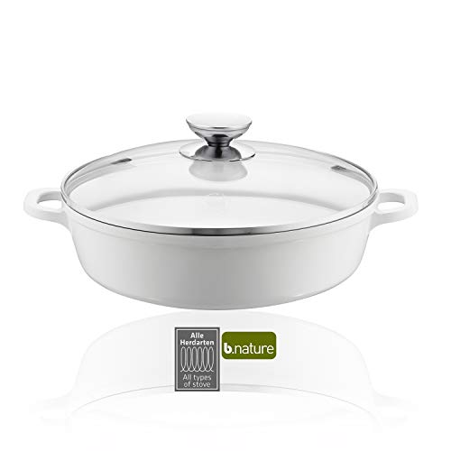 Berndes Vario Click Induction B.Nature Tegame Con Coperchio 32 Cm, Alluminio Pressofuso, Bianco