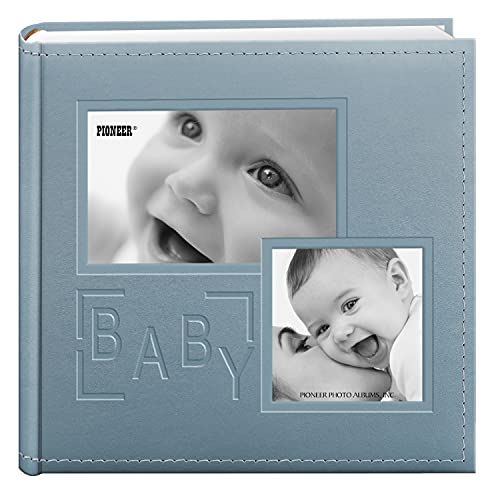 Pioneer Photo Albums 200-Pocket Goffrato "Baby Leatherette Frame Cover Album Per 4 Stampe Da 15,2 Cm, Blu