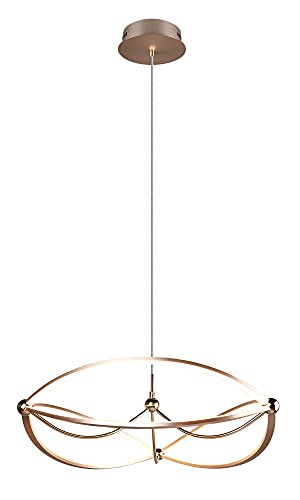 Trio Leuchten Lampadario A Sospensione A Led Charivari 321210108, In Metallo Ottone Opaco, Con Led Da 42 Watt