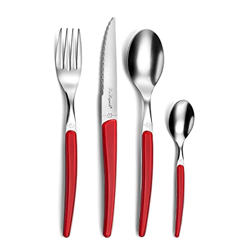Lou Laguiole 2532Rdm000C40 Montana 24 Posate Per 6 Persone, Colore: Rosso