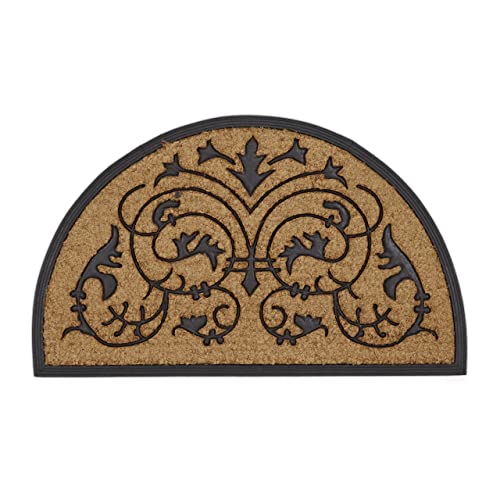 Relaxdays Zerbino Semicircolare, 60 X 100 Cm/Xxl, Fibra Cocco, Tappetino Da Ingresso In Fibra Di Cocco E Gomma, Marrone