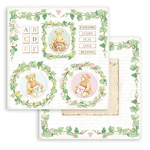 Stamperia Intl, Kft (3Pl) Carta Per Scrapbooking Double Face – Daydream Bear And Garlands, Bianco, Osfa