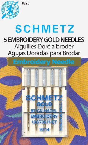Euro-Notions Gold Embroidery-Aghi Per Macchina Da Cucire, Misura 14/90/Pkg 5, Altri, Multicolore