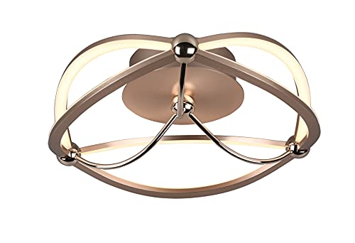 Trio Leuchten Charivari 621210108 - Plafoniera A Led In Metallo E Ottone Opaco, Con Led Da 20 Watt, Interruttore Dimmer