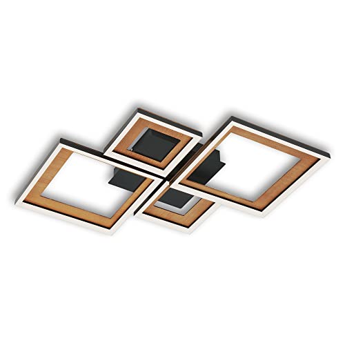 Briloner - Lampada Da Soffitto Led, Dimmerabile Gradualmente, Lampada Da Soffitto Orientabile Led, Telaio Led, Sottosquadro, Legno Nero, 530X530X80 Mm