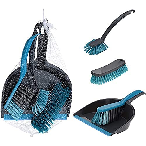 Set De Limpieza De 4 Piezas Gris Y Turquesa
