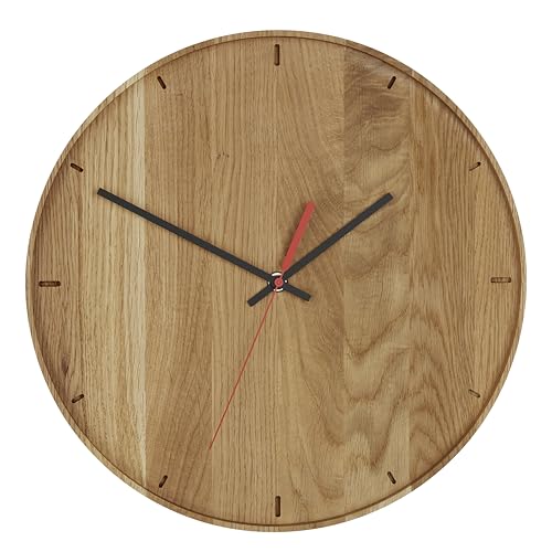Tfa Dostmann Orologio Analogico Da Parete In Legno Di Quercia, 60.3070.01, 35 Cm, Legno Massiccio, Per Uso Interno, Orologio Da Cucina, Nella Zona D'I