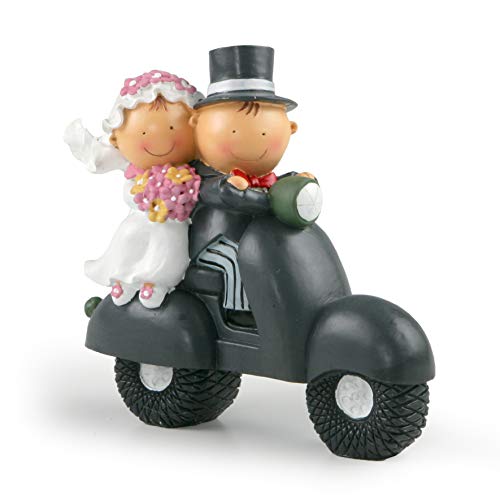 Mopec Figura Per Torta Coppia Di Sposi Pit & Pita In Moto, Blanco Roto, 17 Cm