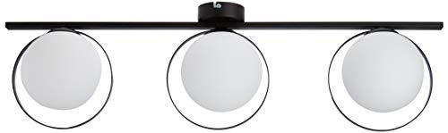 Homemania Homax_4875 Lampada A Parete Boote Per Soggiorno, Cucina, Camera, Ufficio Applique, Luce, Nero, In Metallo, Vetro, 75X21X19 Cm