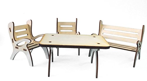 Petra S Bastel News A Gmh06Fs1 Tavolo Gruppo, Composto Da 1 Tavolo, 1 X Per Panca Da Giardino E 2 Sedie In Legno, 4 Pezzi