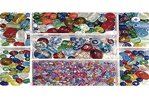 Rayher Hobby 14003999, Perline Per Bigiotteria Vetro, Multicolori, 115 G, Diametro 2,5 – 13Mm