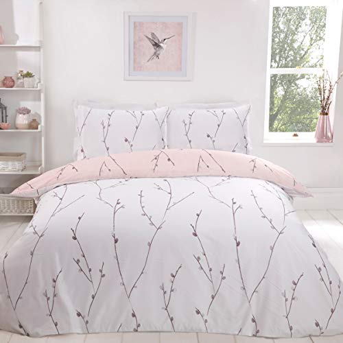 Sleepdown Set Di Biancheria Da Letto Reversibile Con Copripiumino E Federa, Per Letto Singolo (135 X 200 Cm), In Poliestere Con Stampa Floreale Rosa C