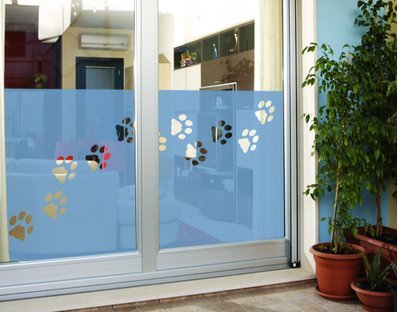 Wtd Mantiburi N. 87 - Protezione Contro Gli Sguardi Indiscreti, Motivo: Impronte Di Zampe I, Blu - 738 Offshore Blue, 90 X 40 Cm